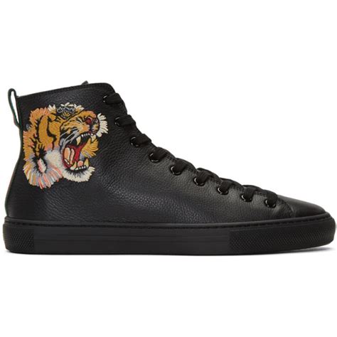 gucci high top sneakers tiger|Gucci tiger sneakers black.